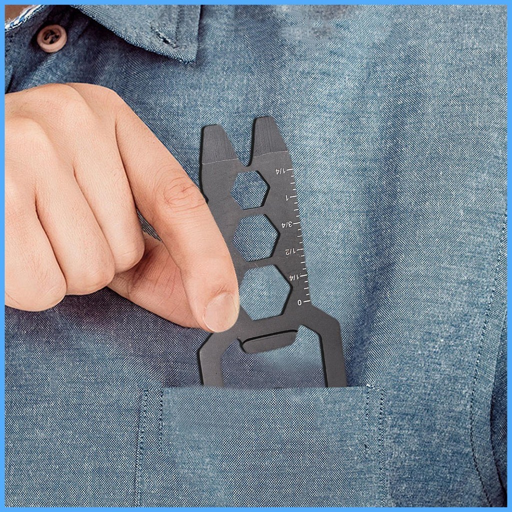 กระเป๋าสตางค์บัตรเครื่องมือขนาดเล็กกันน้าสแตนเลสบัตรเครื่องมือหลายแบบพกพาสร้างสรรค์มัลติฟังก์ชั่อยู่รอด shdxth