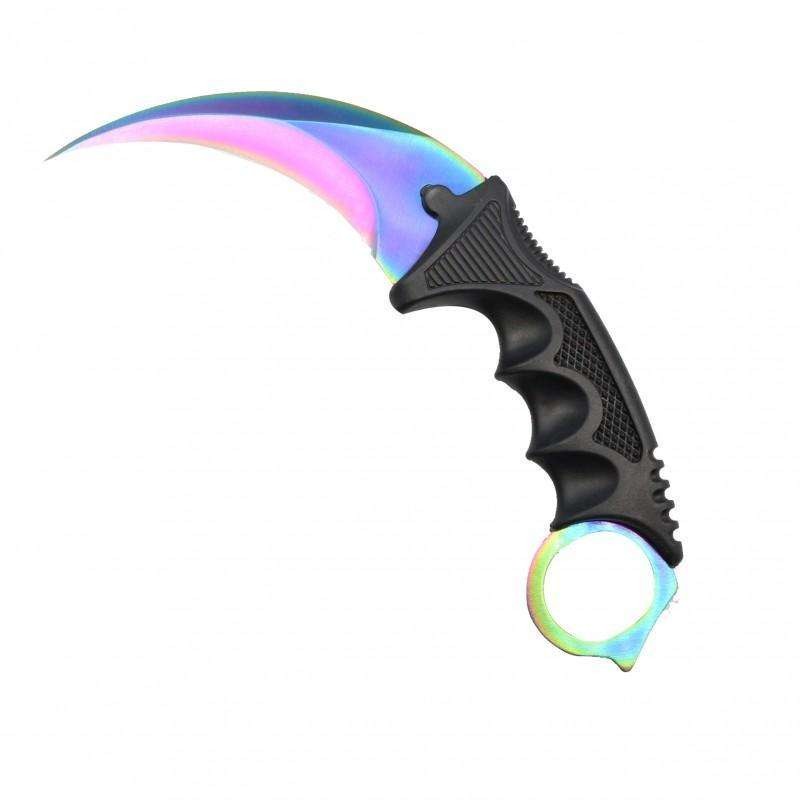ALITHAI K01 Karambit Knife มีดพก มีดคารัมบิต มีดเดินป่า มีดใบตาย มีดควง ใบคมและแหลม สีรุ้ง ไทเทเนียม