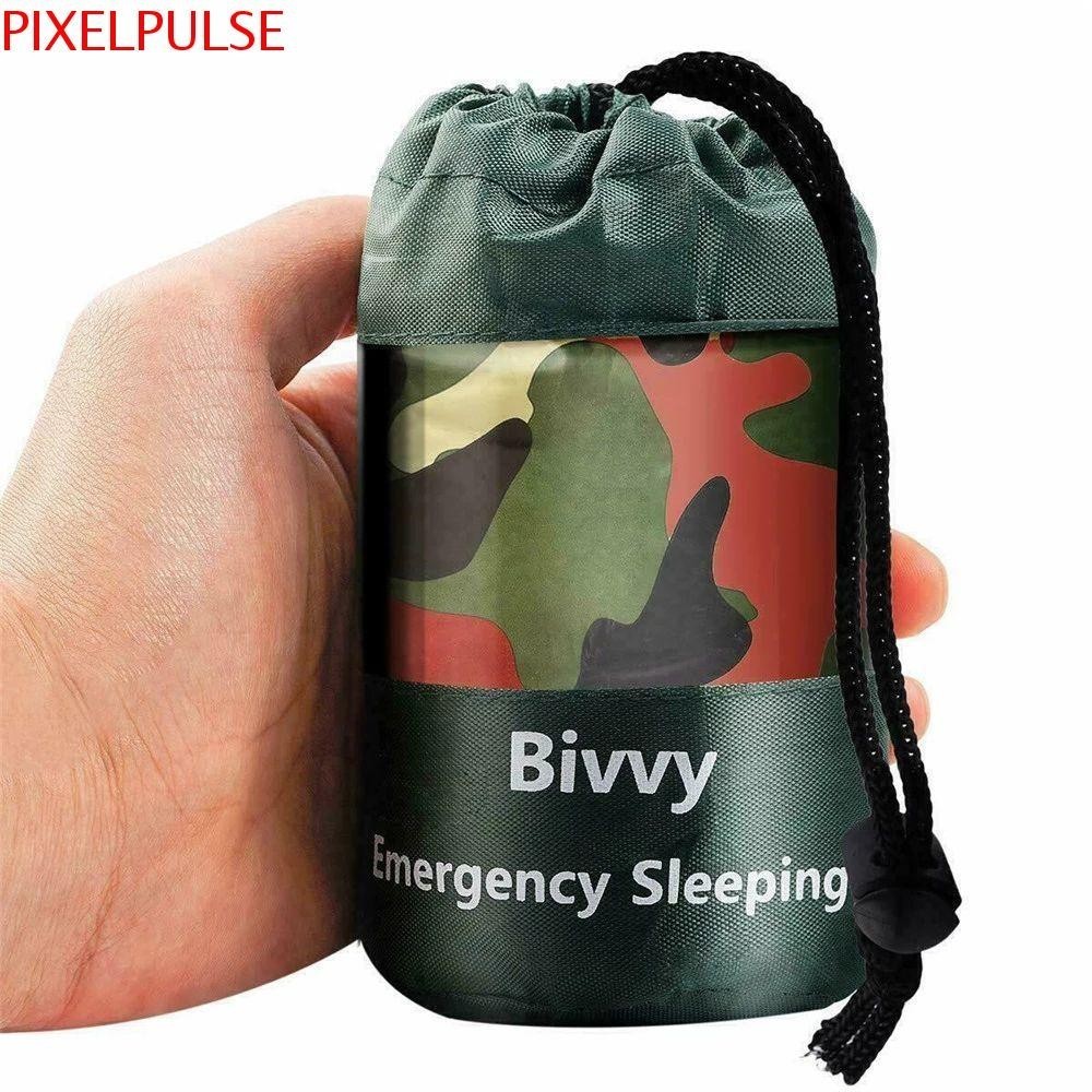 Pixelpulse ถุงนอน Camping Life Saving ผ้าห่มฉุกเฉินกลางแจ้ง Bivvy กันน้า Windproof Survival ผ้าห่มกระเป๋า