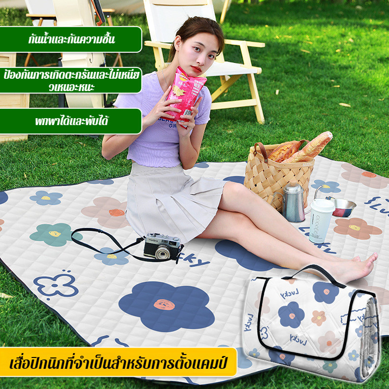 เบาะปิคนิคพับได้ เสื่อปิกนิก บริษัท ลื่นหนาบรรจุชั้นกันสกปรกเสื่อปิกนิกกันน้าสวนฤดูใบไม้ผลิทัวร์เสื่อกันความชื้นกันเพรียงน้าหนักเบ