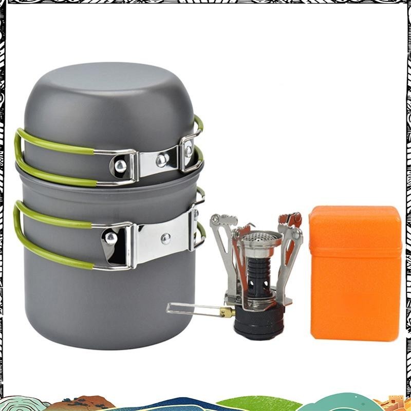 ลดราคาสุดๆ ตั้งแคมป์ หม้อ ชุดเครื่องครัวแบบพกพากลางแจ้งทาอาหารบนโต๊ะอาหารสาหรับการเดินป่าเดินป่าปิกนิกตกปลาปีนเขา
