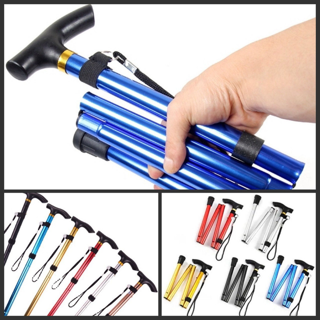 ไม้เท้า พับได้ ไม้เท้าเดินป่า ไม้เท้าช่วยเดิน ช่วยพยุง คนแก่ ผู้สูงอายุ Trekking Pole ยาว 95 ซม น้ำหนักเบา