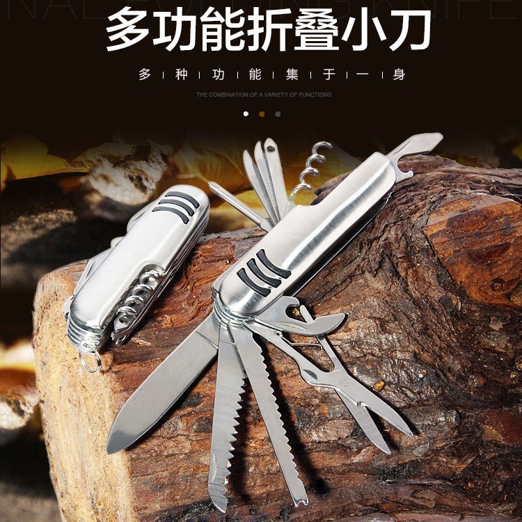 ขายส่ง สไตล์ใหม่ 11 ฟังก์ชั่นสแตนเลสกองทัพมีดมัลติฟังก์ชั่นสามบรรทัด 11เปิดสวิส