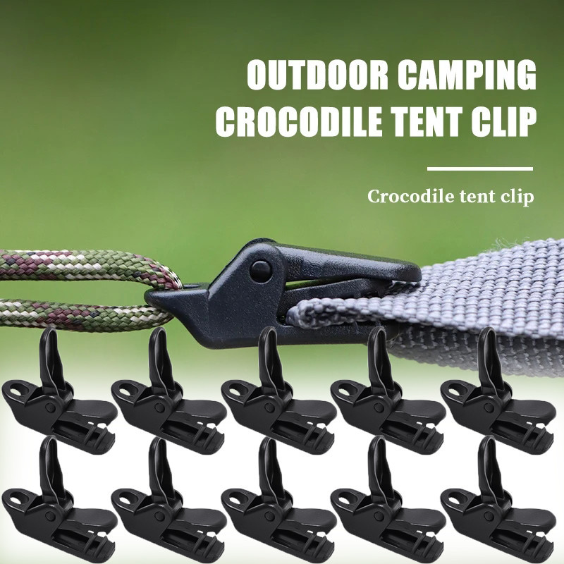 10ชิ้นเต็นท์เพิ่มเติมดึงจุด กันลม จระเข้คลิปกลางแจ้งตั้งแคมป์หลังคาคงที่จระเข้หนีบท่องเที่ยวอยู่รอดอุปกรณ์
