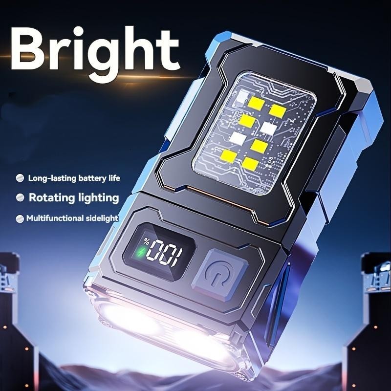 ไฟพวงกุญแจแม่เหล็กหมุนได้ ยูเอสบี ชาร์จซังไฟฉาย สุด ๆ สว่าง หมวกคลิปไฟสาหรับตั้งแคมป์ตกปลาฉุกเฉิน