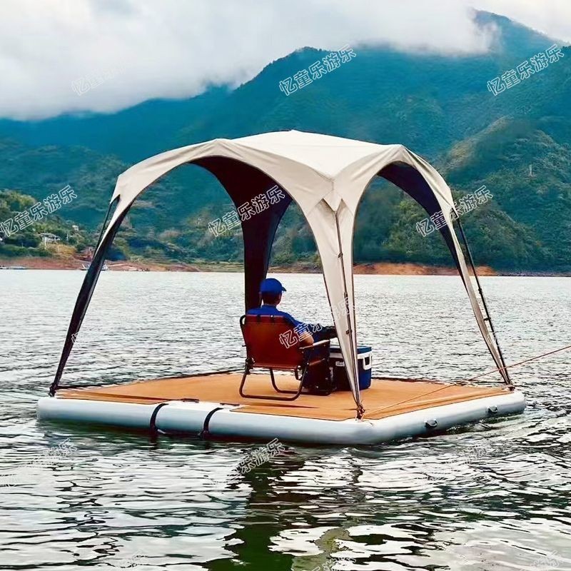 เต็นท์น้าอุปกรณ์ตั้งแคมป์พองลอยแพลตฟอร์มเสื่อลอยแถวลอยทะเลพักผ่อนพรมวิเศษแพลตฟอร์มตกปลาน้า