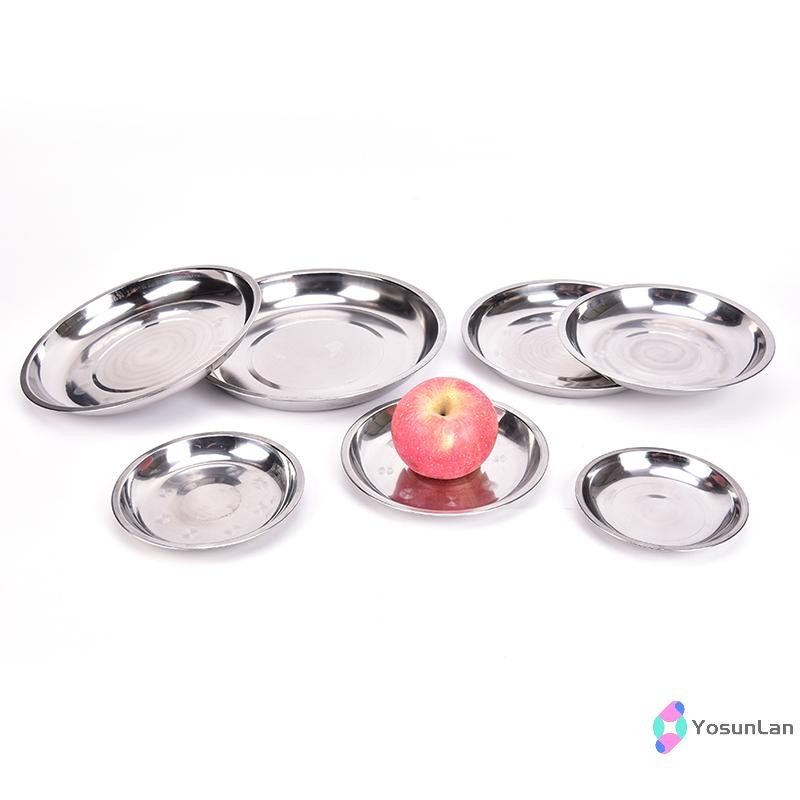 YosunLan Camping Round 1426cm Dia Stainless Steel Tableware Dinner Plate Food Container new