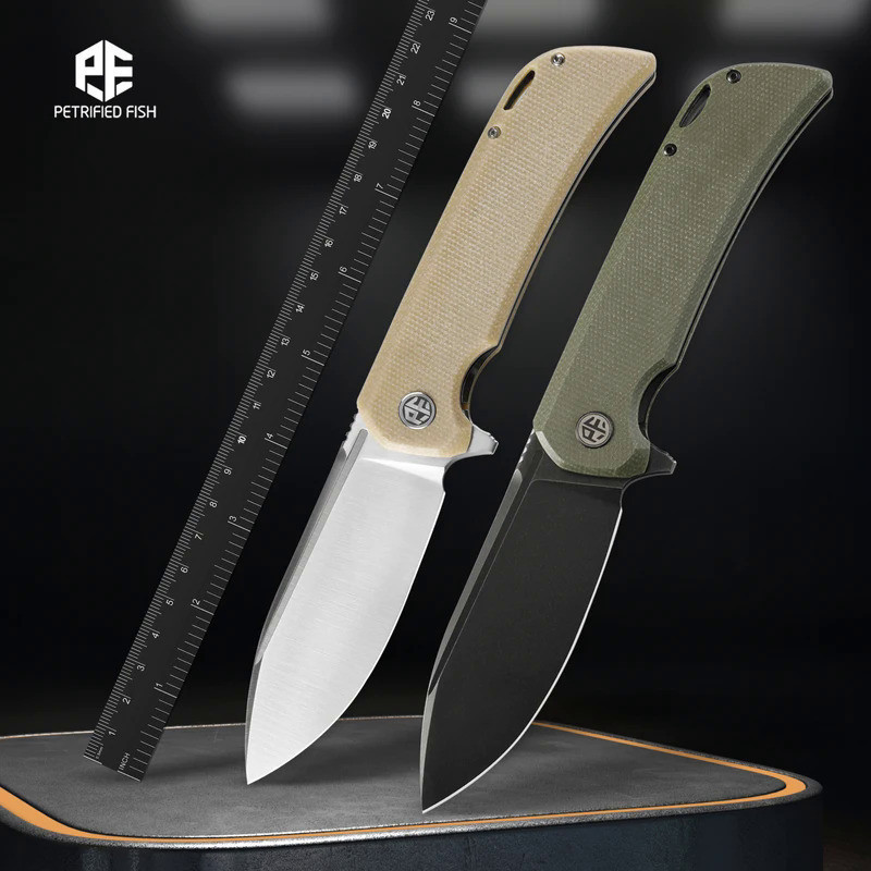 Petrified Fish PFB05 Folding Knife Jackknife 14C28N Steel G10 Knife Micarta Handle Camping Survival Knife EDC Outdoor To
