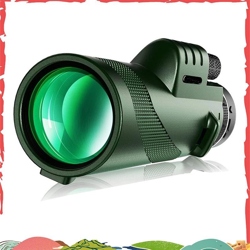 กล้องโทรทรรศน์ตาข้างเดียว Super 80x100 HD พร้อมอะแดปเตอร์ที่วางสมาร์ทโฟนสาหรับการดูนกตั้งแคมป์เดินป่า