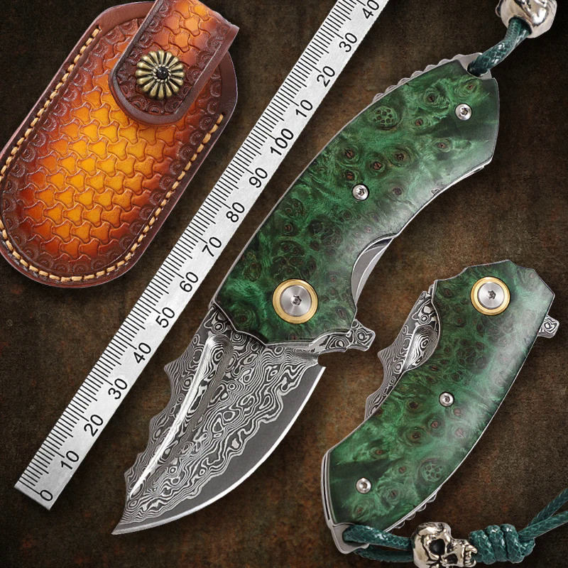 Highquality Mini Folding Knife Damascus Steel Knife EDC Pocket Knife Outdoor SelfDefense Hunting Camping Knife Mens K