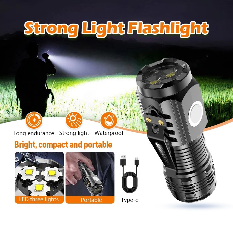 ไฟฉายแรงสูง ไฟฉายพกพา LED ขนาดเล็ก สว่างมาก ชาร์จไฟได้ ไฟฉายกันน้ำ