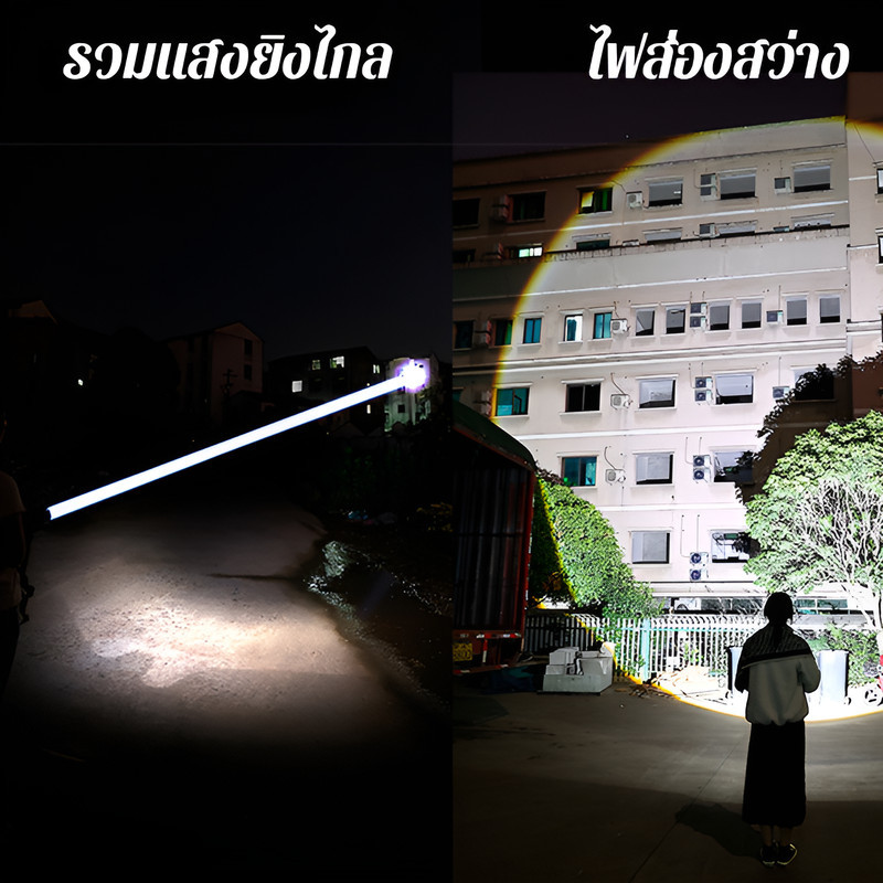 ไฟฉายแสงแรง กล้องส่องทางไกลซูมไฟทางานแบบพกพากลางแจ้ง
