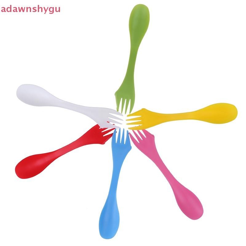 Adagu 1 ชิ้น 3 ใน 1 ช้อนส้อมเครื่องตัด Travel Camping Hiking อุปกรณ์ปิกนิกพลาสติก Spork TH