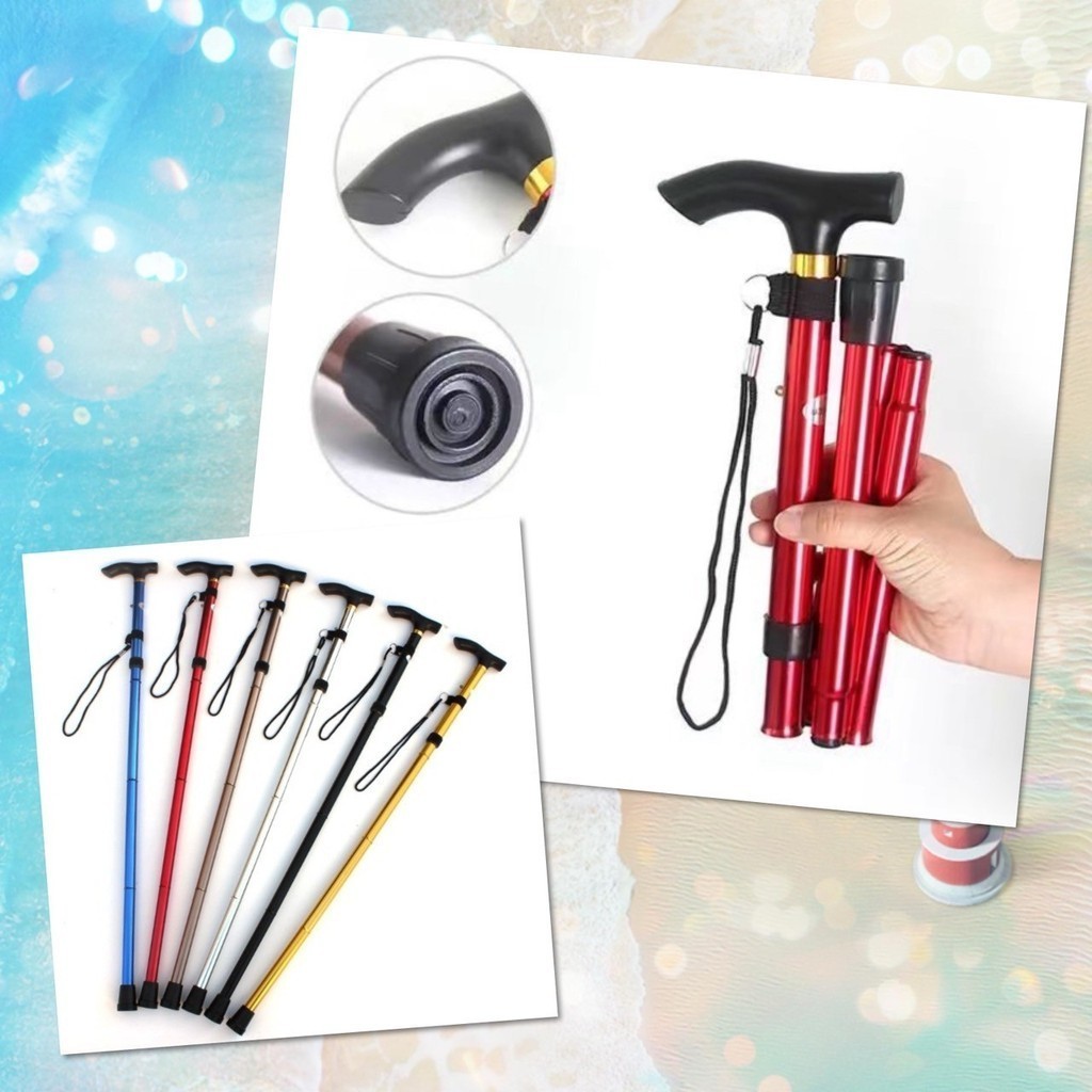 ไม้เท้า พับได้ ไม้เท้าเดินป่า ไม้เท้าช่วยเดิน ช่วยพยุง คนแก่ ผู้สูงอายุ Trekking Pole ยาว 95 ซม น้ำหนักเบา