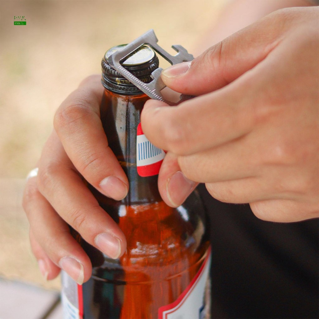 เครื่องมือสแตนเลสมัลติฟังก์ชันขนาดกระทัดรัด มาพร้อมกระเป๋าหนัง สำหรับตั้งแคมป์ เดินป่า และกิจกรรมกลางแจ้ง