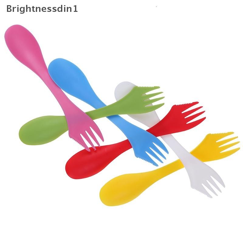 Brightnessdin ช้อนส้อมพลาสติก 3 ใน 1 สำหรับตั้งแคมป์และปิกนิก