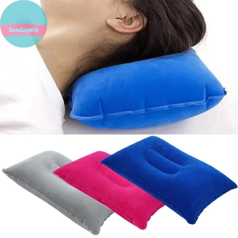 Sund PVC แบบพกพา Ultralight Inflatable Air หมอนคอสนับสนุน Headrest Camping Sleep Cushion ท่องเที่ยวเดินป่าชายหาดรถเครื่องบินหมอน TH