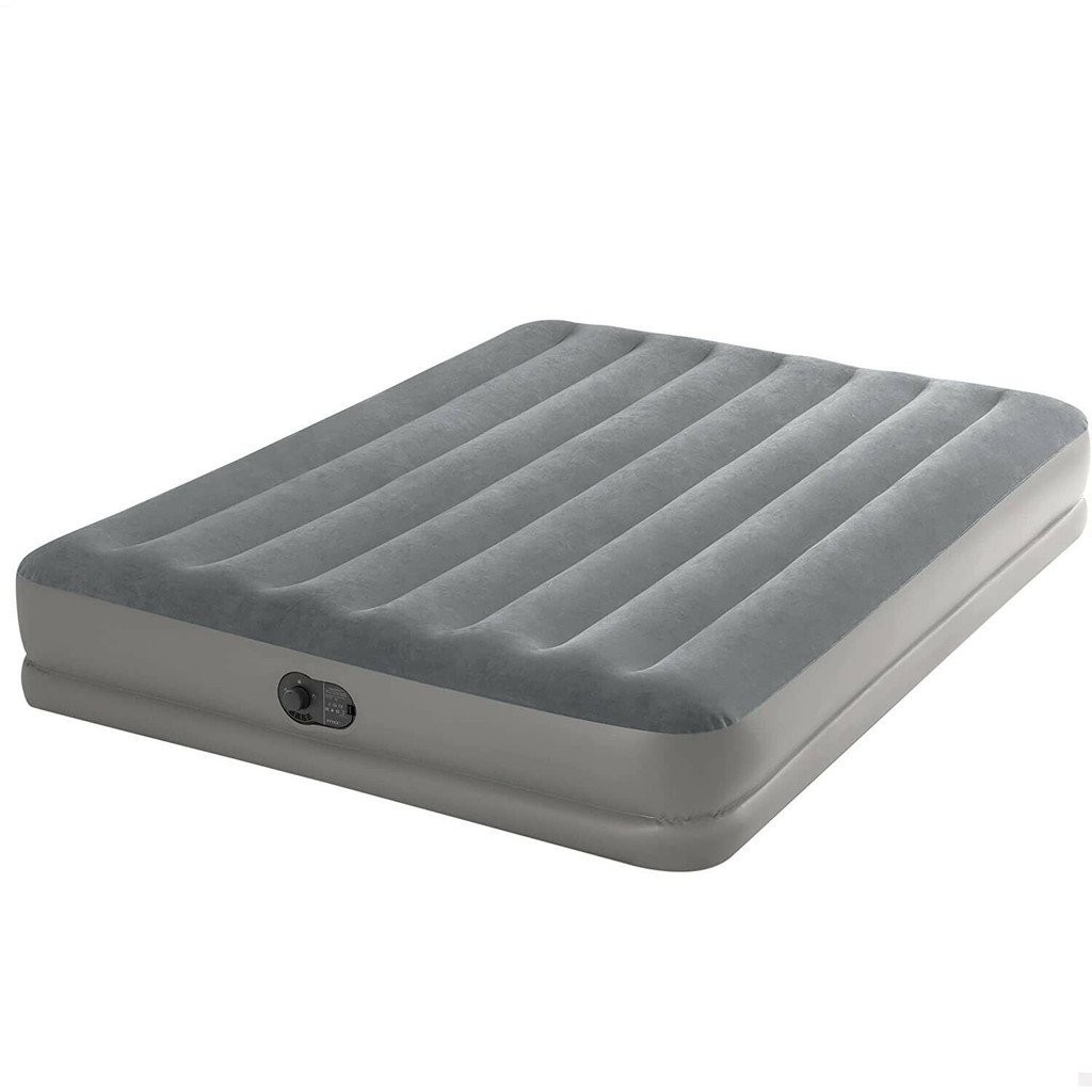 เตียงลม camping ขนาดคู่ สีเทา หนามีปั๊มไฟฟ้าและช่องเสียบ USB Intex 64114
