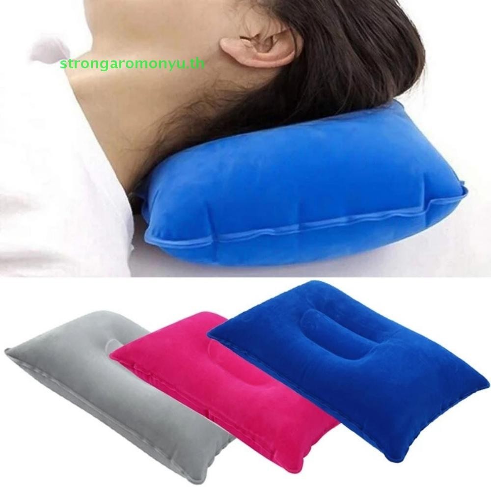 Strongaromonyu PVC แบบพกพา Ultralight Inflatable Air หมอนคอสนับสนุน Headrest Camping Sleep Cushion Travel เดินป่าชายหาดรถเครื่องบินหมอน TH