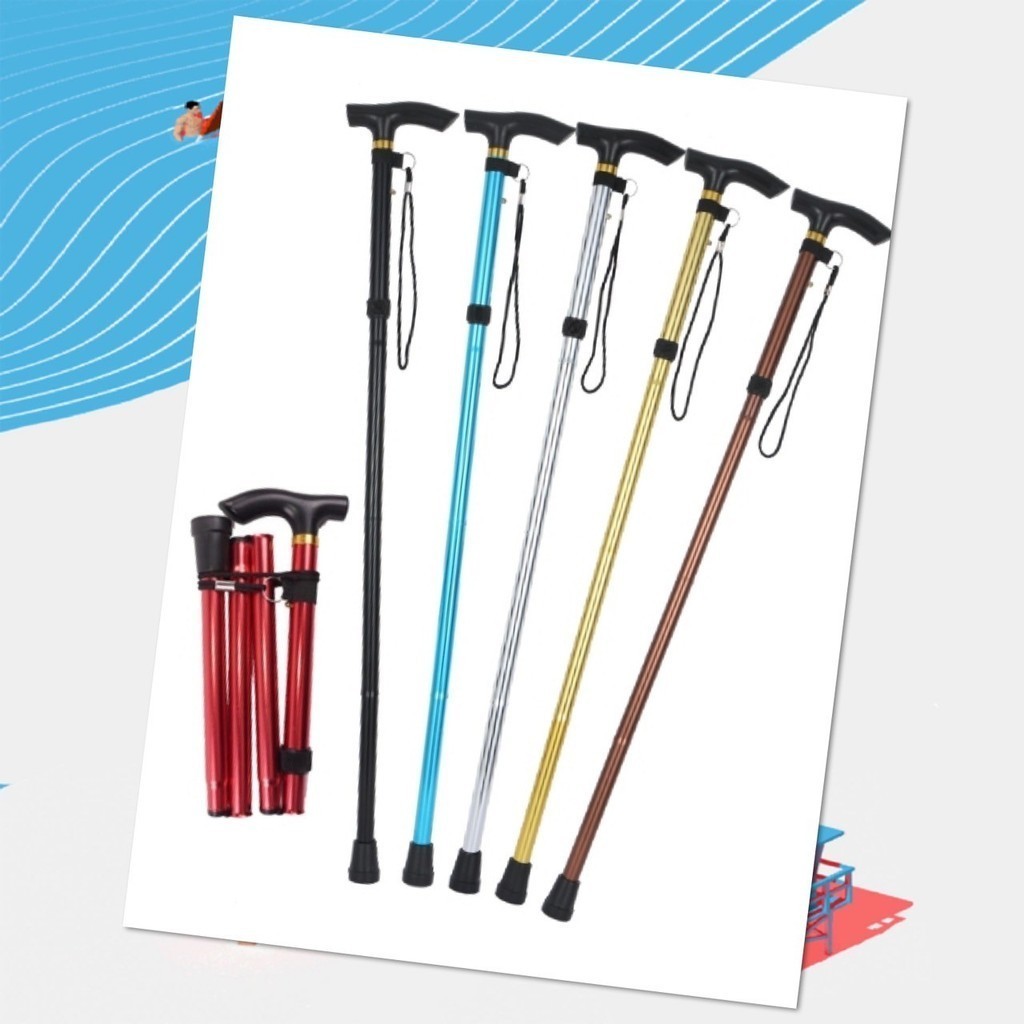 ไม้เท้า พับได้ ไม้เท้าเดินป่า ไม้เท้าช่วยเดิน ช่วยพยุง คนแก่ ผู้สูงอายุ Trekking Pole ยาว 95 ซม น้ำหนักเบา