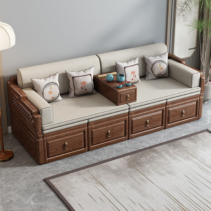 เตียงโซฟาแบบจีน เฟอร์นิเจอร์ไม้แข็ง ลายแกะสลัก สำหรับห้องนั่งเล่น พร้อมพรมทาทามิ และสามารถแปลงเป็นเตียงได้