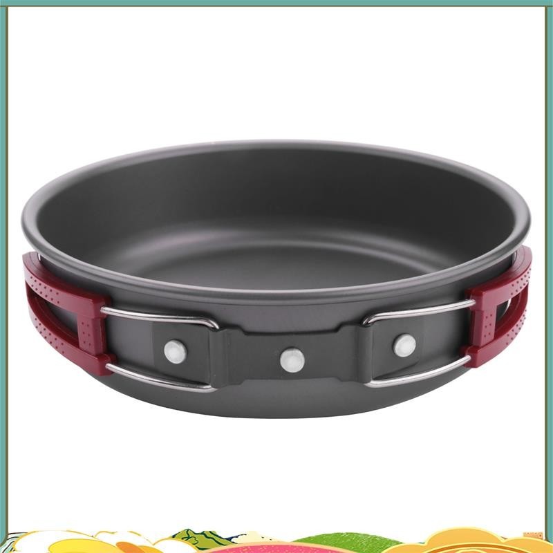 Camping Fry Pan Outdoor Camping แบบพกพา NonStick ทาอาหารปิคนิคเดินป่าเครื่องครัวเครื่องครัวกระทะ