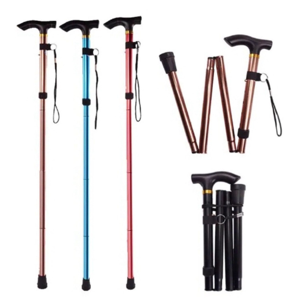 ไม้เท้า พับได้ ไม้เท้าเดินป่า ไม้เท้าช่วยเดิน ช่วยพยุง คนแก่ ผู้สูงอายุ Trekking Pole ยาว 95 ซม น้ำหนักเบา