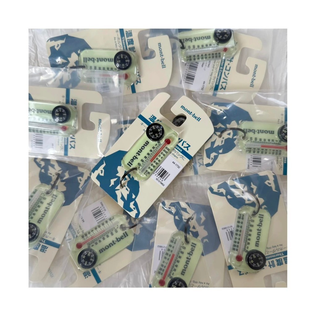 Montbell ดีไซน์เรืองแสง เทอร์โมมิเตอร์ เข็มทิศ พวงกุญแจ จี้แฟชั่น แคมป์ปิ้งกลางแจ้ง เข็มทิศเดินป่า