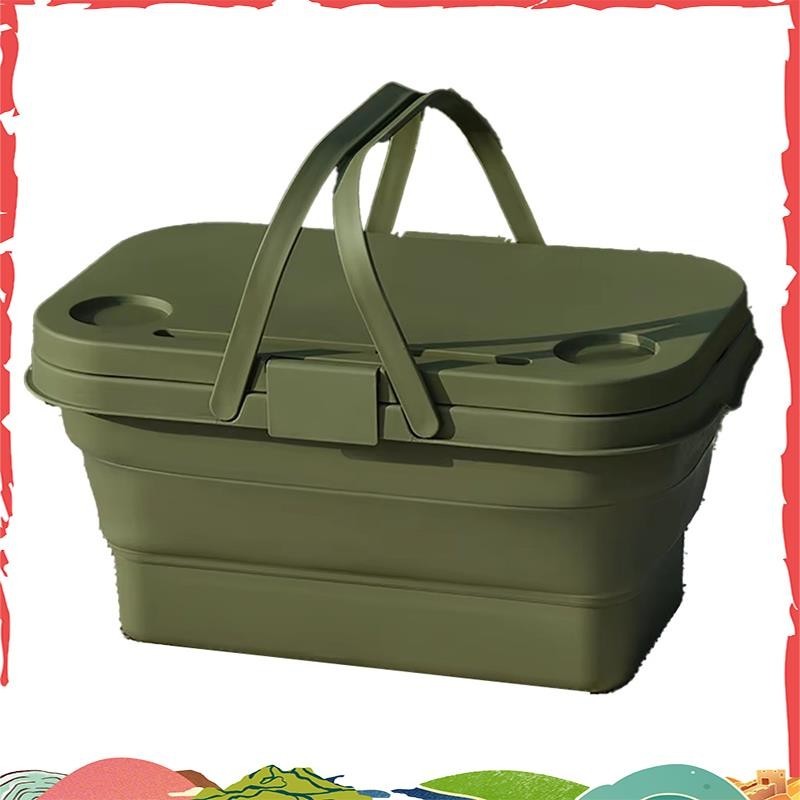 ชุดตะกร้าเก็บของพับเก็บได้สุด ๆ ตะกร้าปิกนิกกะลาสีที่รกร้างว่างเปล่ากล่องตั้งแคมป์ขนาดกะทัดรัดสาหรับปิกนิกกลางแจ้ง