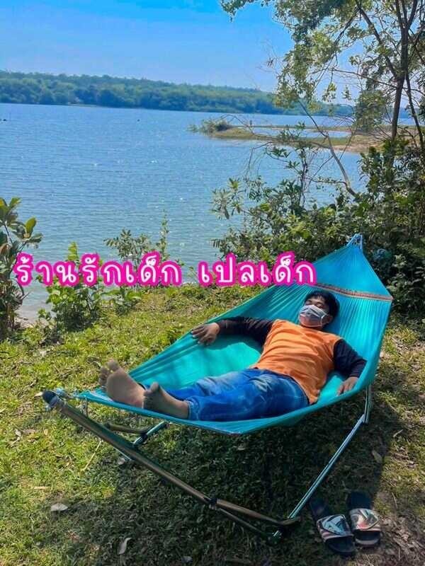 เปลนอนผู้ใหญ่ครบชุดพร้อมนอน มีให้เลือกผ้าเปล2ขนาด ชุดโครงเปลผ้าเปลกระเป๋าเก็บสำหรับผู้ใหญ่