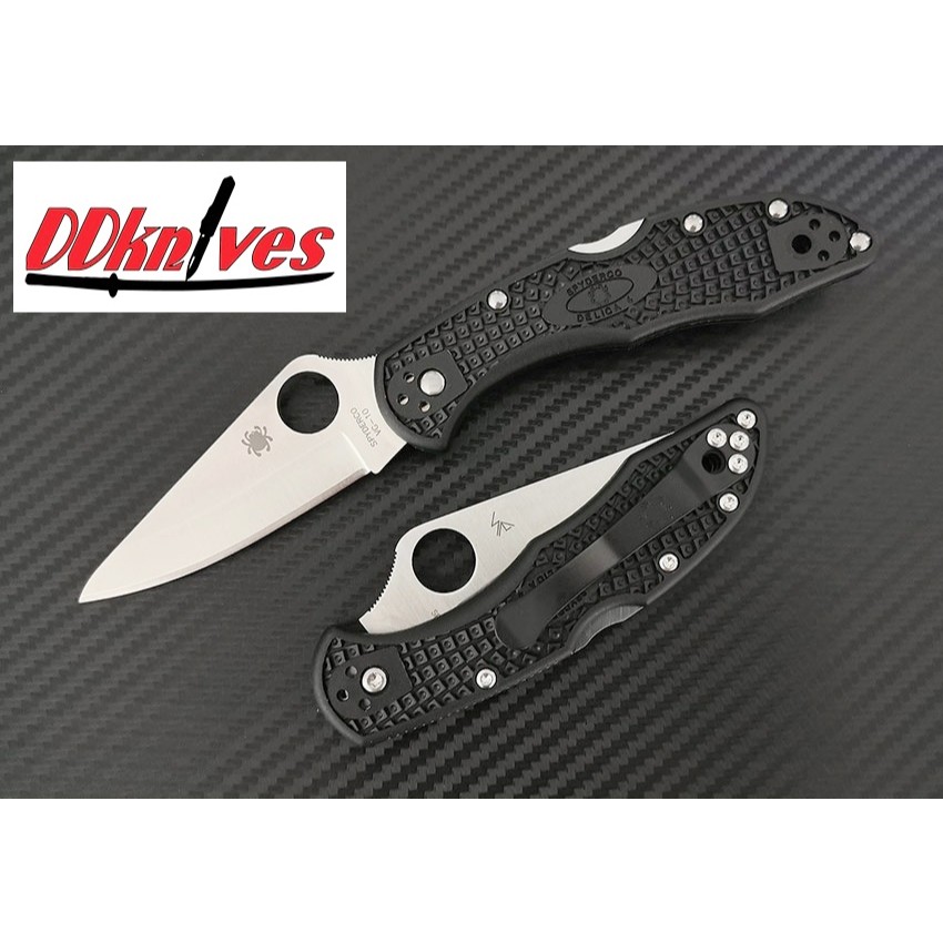 มีดพับ Spyderco Delica 4 Folding Knife VG10 Satin Plain Blade Black FRN Handles C11PBK