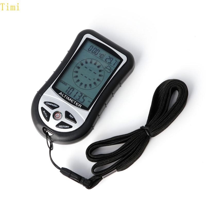 Timi Digital 8 in 1 LCD เข็มทิศบารอมิเตอร์เครื่องวัดระยะสูงปฏิทินนาฬิกาอุณหภูมิ