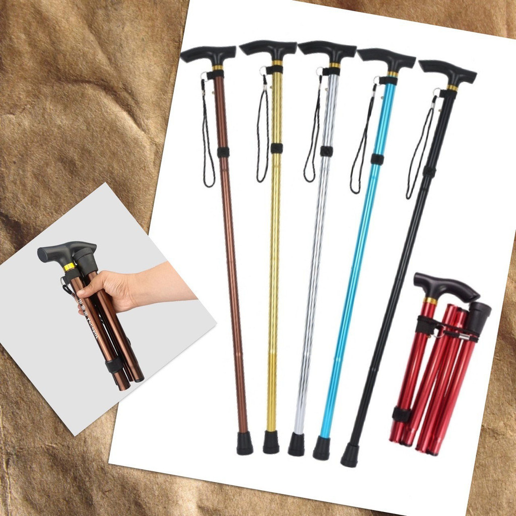 ไม้เท้า พับได้ ไม้เท้าเดินป่า ไม้เท้าช่วยเดิน ช่วยพยุง คนแก่ ผู้สูงอายุ Trekking Pole ยาว 95 ซม น้ำหนักเบา