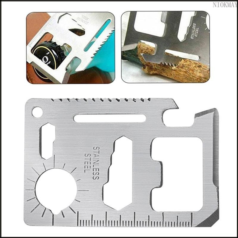 NIOK การ์ดช่วยชีวิตที่ทนทาน 11 in 1 EDC Survival Tool บัตรเครดิตเครื่องมือกระเป๋าของขวัญ