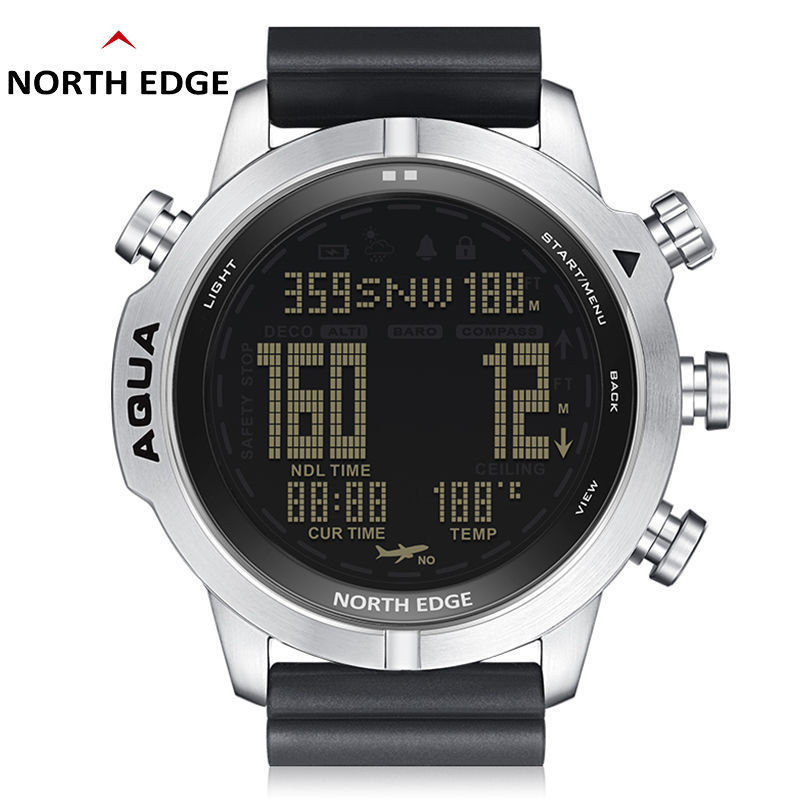 NORTH EDGE นาฬิกาดาน้าสำหรับผู้ชาย มาพร้อมเครื่องวัดระดับความสูง เข็มทิศ และอุณหภูมิ เพียบพร้อมด้วยคุณสมบัติการใช้งานกลางแจ้ง