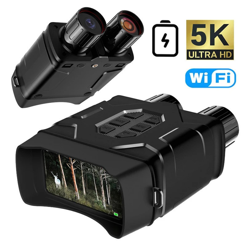 กล้องส่องทางไกล NV016 ขนาด 4 นิ้ว 5K UHD WIFI 52MP ซูมดิจิตอล 10 เท่า กล้องส่องทางไกลอินฟราเรด 300M สำหรับการมองเห็นตอนกลางคืนสำหรับการล่าสัตว์และการตั้งแคมป์