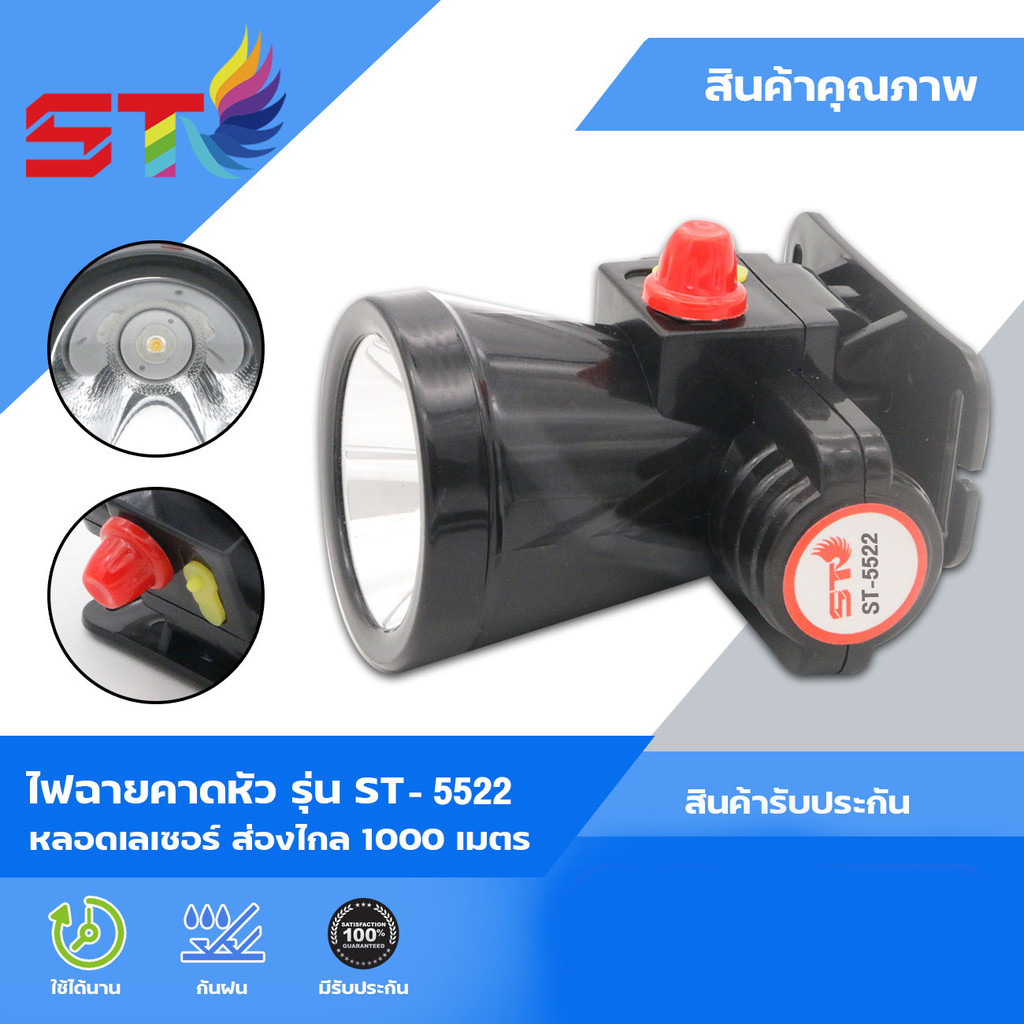 ไฟฉายคาดหัว แบตเตอรี่ลิเธียม ST5522 ขนาดเล็ก ไฟฉายติดศรีษะ