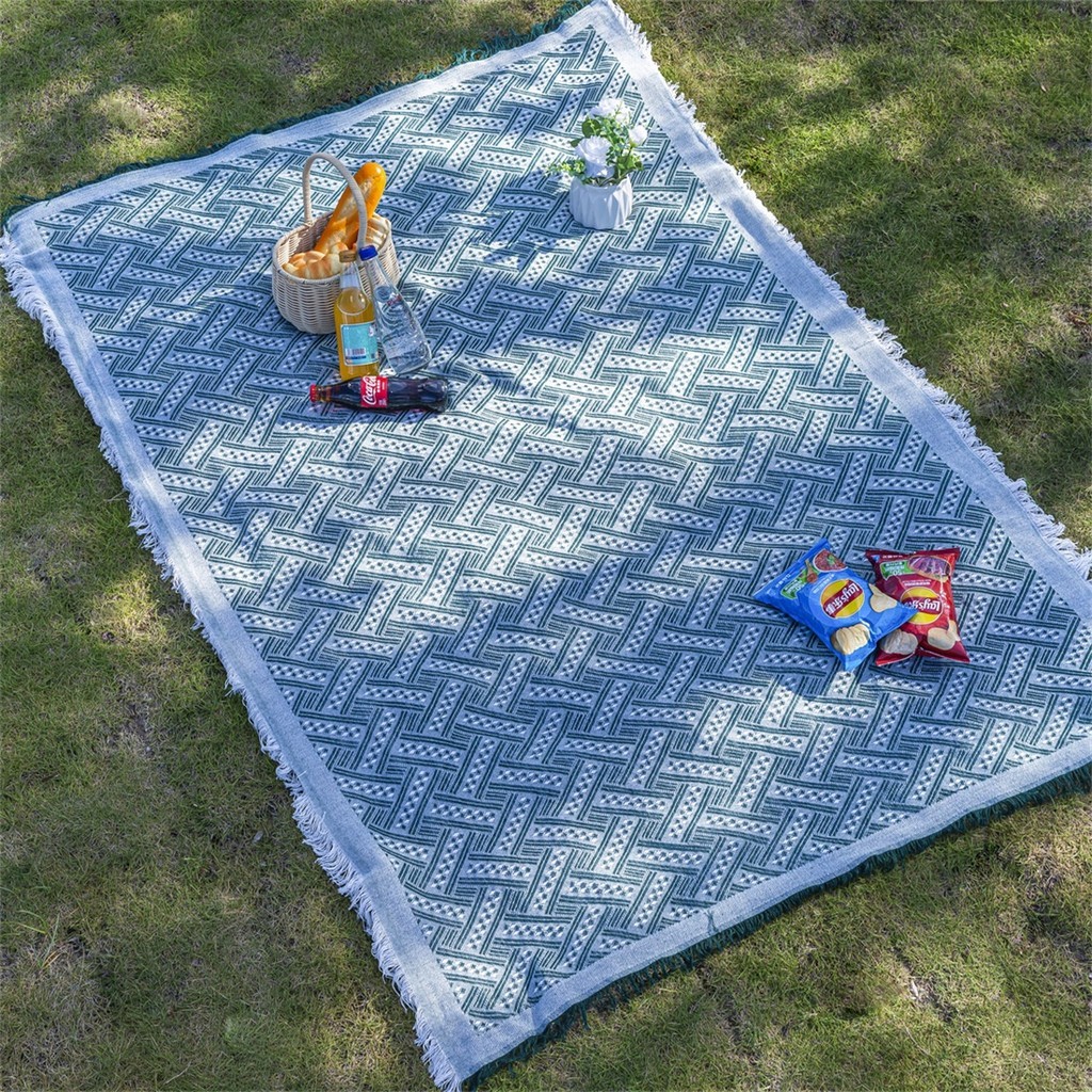 แห้งสบาย ผ้าปูโต๊ะ picnic ผ้าปูโต๊ะตั้งแคมป์ มัลติฟังก์ชั่น รูปแบบการทอผ้า กันน้ำ ตั้งแคมป์ แผ่นกันความชื้น แผ่นกันความชื้น เสื่อปิคนิค เสื่อกันความชื้น ผ้าปูโต๊ะ ทนทาน