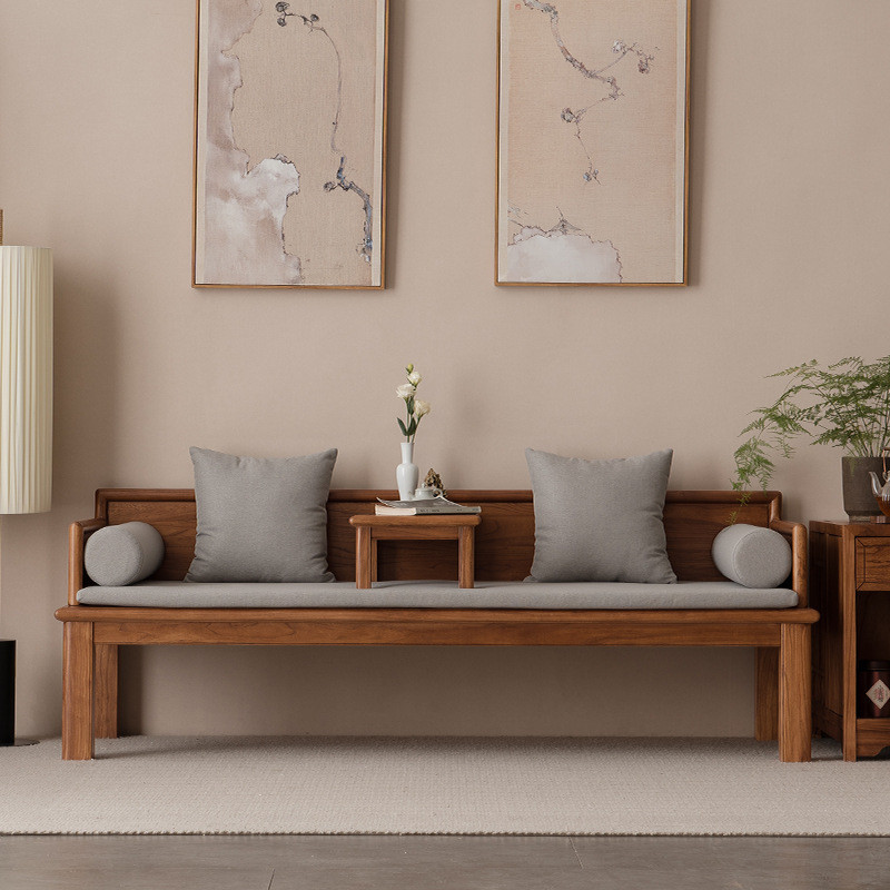 Ximu Workshop Arhat Bed สไตล์จีน ไม้เนื้อแข็ง โซฟาเลื่อนได้ ออกแบบเรียบง่าย เหมาะสำหรับหลากหลายโอกาส