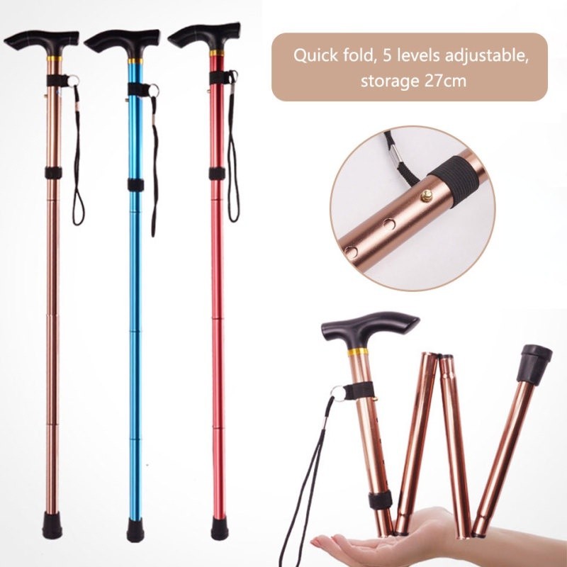 ไม้เท้าเดินป่า ไม้เท้าพยุงพับได้ ไม้เท้าปีนเขา Fold Walking Stick แบบพกพา ใช้ได้ทั้งคนเดินป่าและผู้สูงอายุ