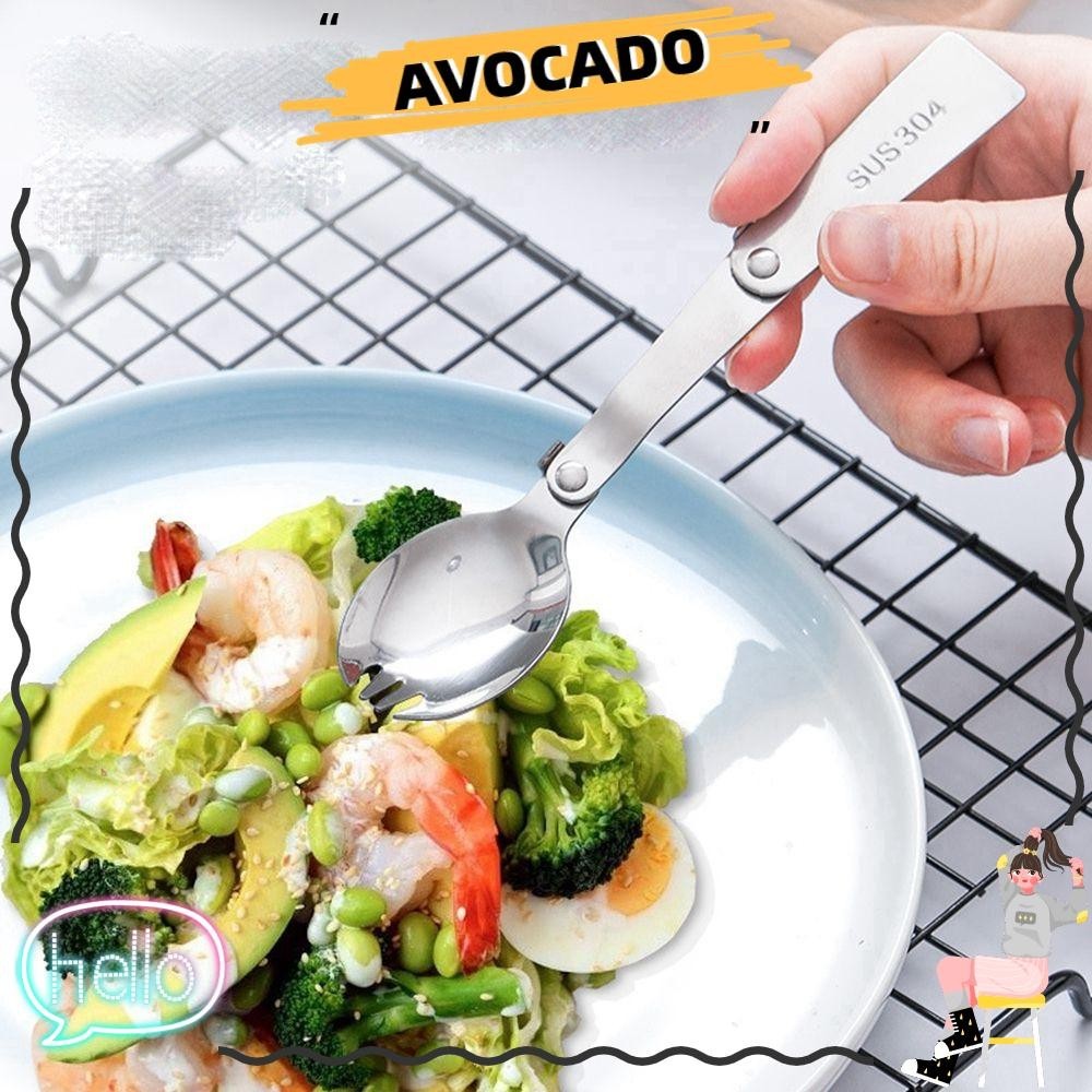 AVOCAR ช้อนส้อมพกพา อุปกรณ์ปิคนิคกลางแจ้ง พับเก็บได้สะดวก