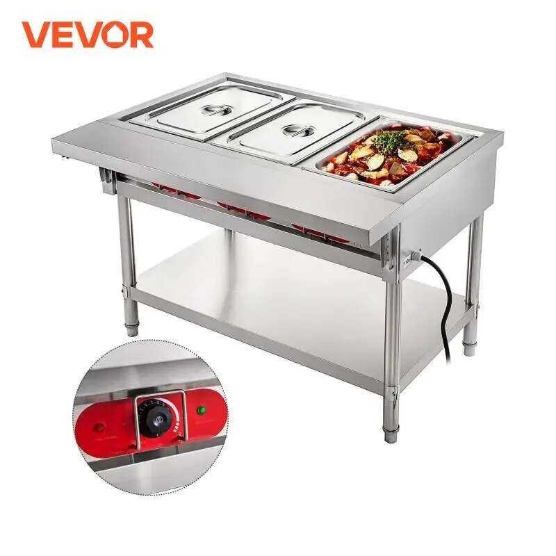 VEVOR ขาตั้งอุ่นอาหารไฟฟ้า สแตนเลสพับได้สำหรับร้านอาหาร โรงอาหาร และจัดเลี้ยง