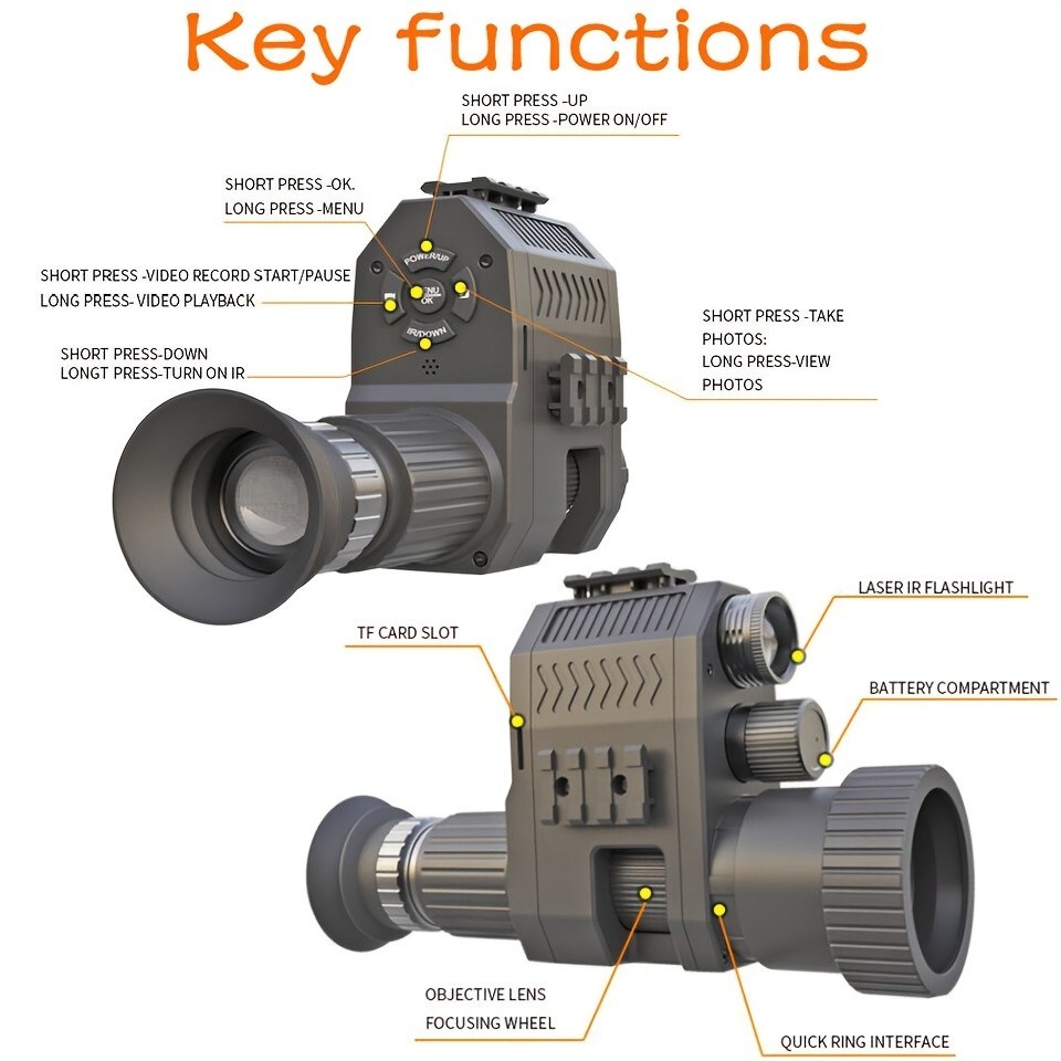 กล้องมองกลางคืนแบบดิจิตอล NK007S 720P HD พร้อม IR 4 วงแหวนอะแดปเตอร์ แบตเตอรี่ชาร์จได้ สำหรับการล่าสัตว์ ตั้งแคมป์ และการรักษาความปลอดภัย