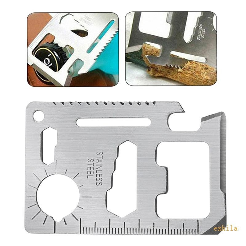 Exhila 11 in 1 บัตรเครดิตกระเป๋าเครื่องมือ Survival Kit อุปกรณ์ Survival EDC เครื่องมือช่วยชีวิตการ์ดสาหรับเดินป่าตั้งแคมป์