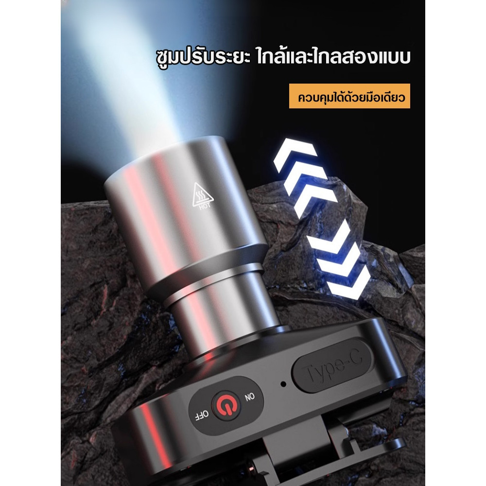 อายุการใช้งานแบตเตอรี่ยาวนาน โคมไฟกลางแจ้ง ติดตั้งไฟหน้า เลเซอร์สีขาวระเบิด ลาแสงมองเห็นได้ชัดเจน ระยะการฉายรังสีไกล ความปลอดภัย โคมไฟติดศีรษะ ไฟหน้าแบบพกพา ชาร์จเร็วอัจฉริยะ