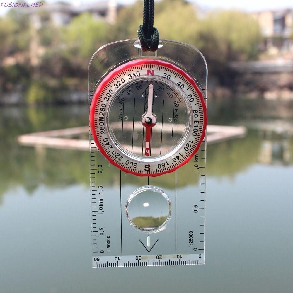 Fusionflash เข็มทิศมัลติฟังก์ชั่น Scale ไม้บรรทัด Orienteering Thumb เข็มทิศโปร่งใส Proportional Footprint เครื่องมือ Survival Guiding Tool ชุดเดินทางมือถือแผนที่อ่านลูกเสือ