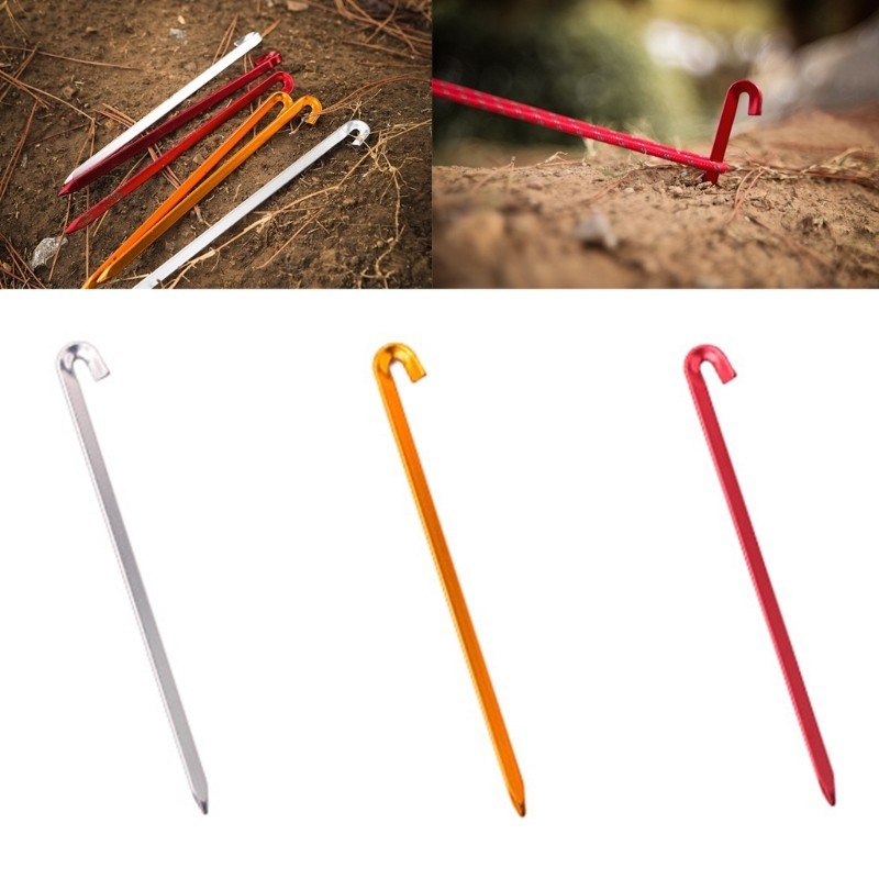 TO เต็นท์ Stakes อลูมิเนียมอัลลอยด์ Ground Peg Camping Rock Bottoms Ground Anchors Peg