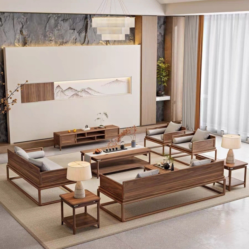 North American Black Walnut โซฟารวมกันห้องนั่งเล่นห้องชาไม้เนื้อแข็งทั้งหมดฤดูหนาวฤดูร้อน Dualใช้ Arhat เตียง Zen Soli