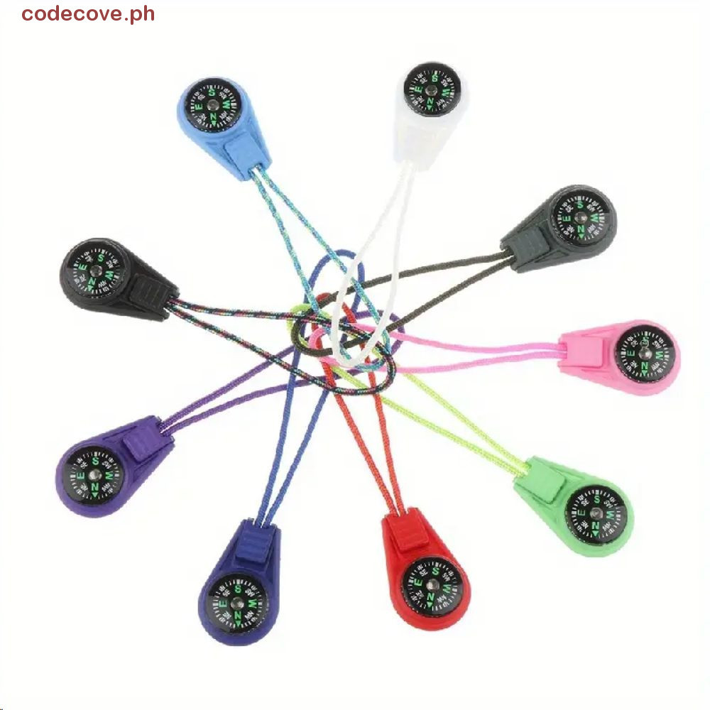 CODECOVE เข็มทิศเอาชีวิตรอดขนาดเล็ก เข็มทิศพกพากันน้า เครื่องมือเดินป่ามัลติฟังก์ชั่นตะขอด่วนสุ่มสีเชือกเส้นเล็กเข็มทิศการผจญภัยกลางแจ
