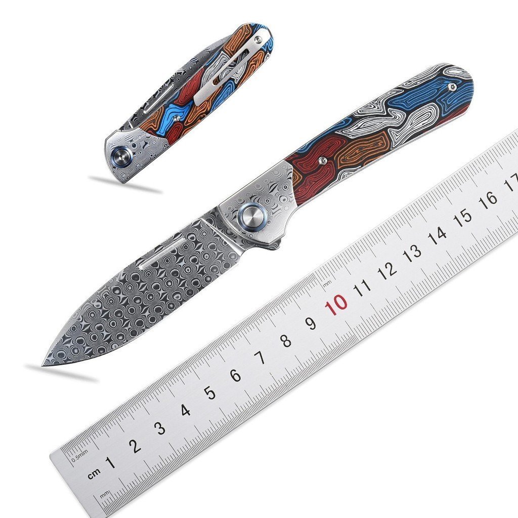 G10 Malaysia มีดพับ Malaysia Camping Knife ST256 Rose Pattern Outdoor Rui Pink Steel Handle DZ9V